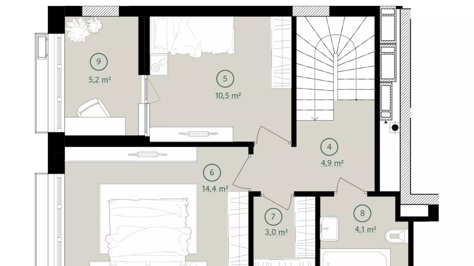 Планировка 2-комнатной квартиры в ЖК Дом на Вавиловых 91.3 м², фото 814602