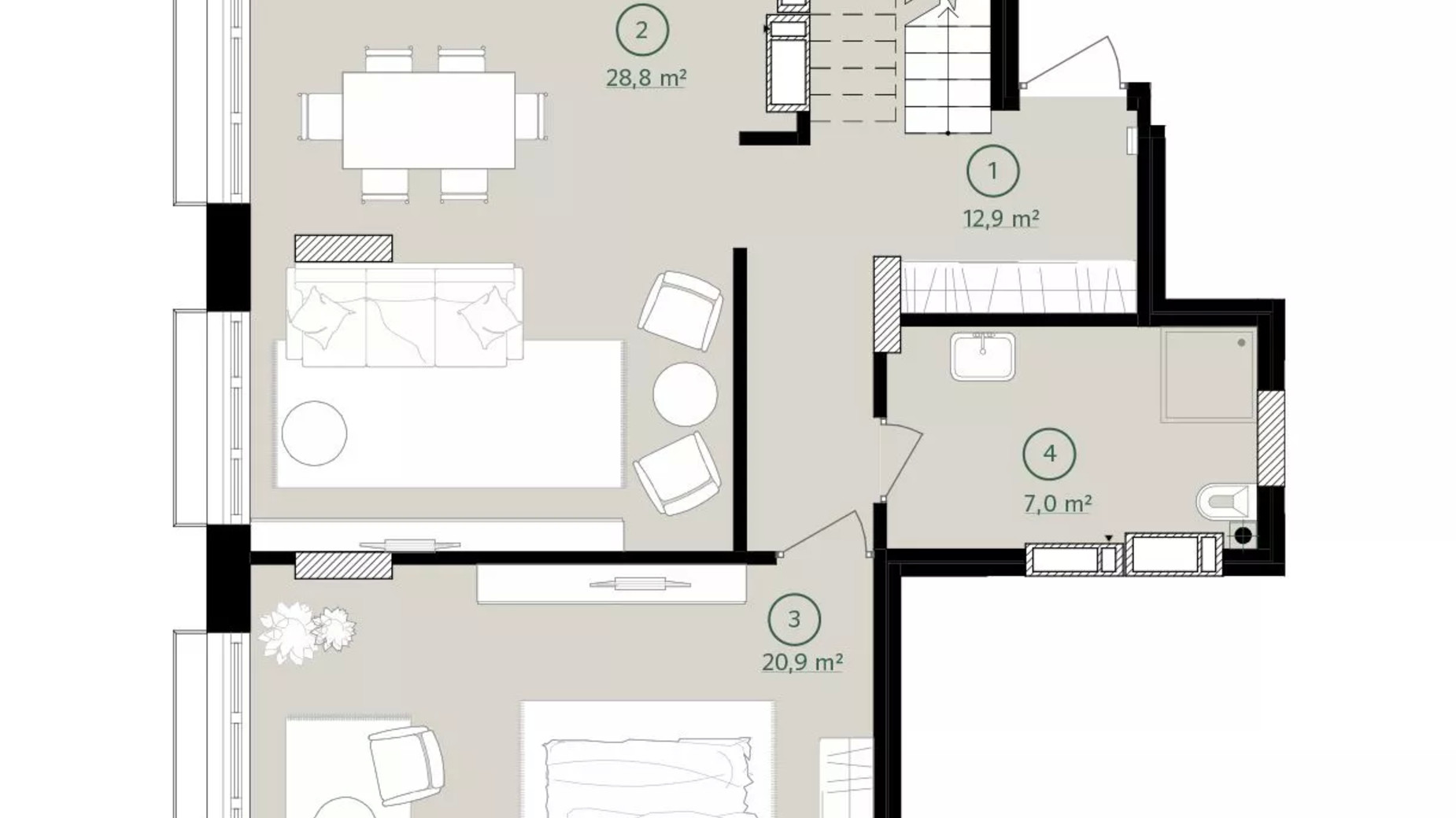 Планировка много­уровневой квартиры в ЖК Дом на Вавиловых 137.7 м², фото 814604