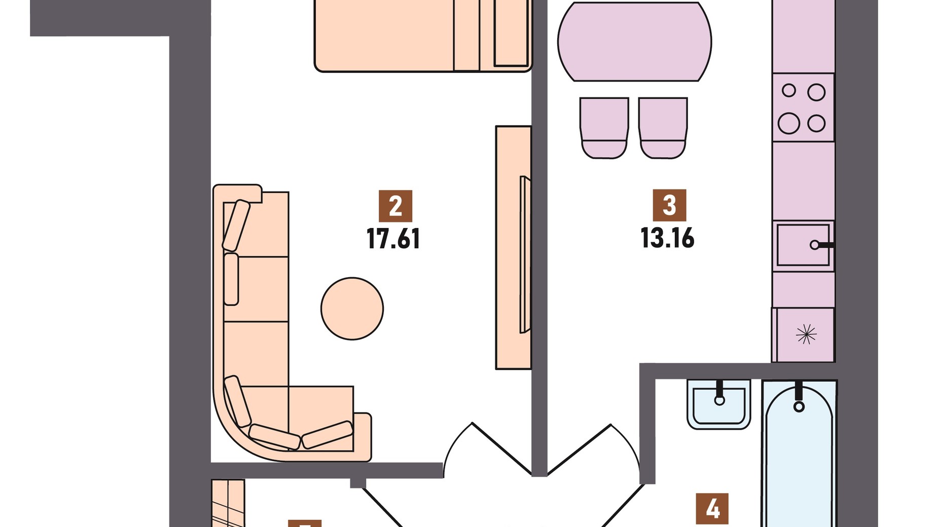 Планировка 1-комнатной квартиры в ЖК Первый квартал 41.16 м², фото 815731