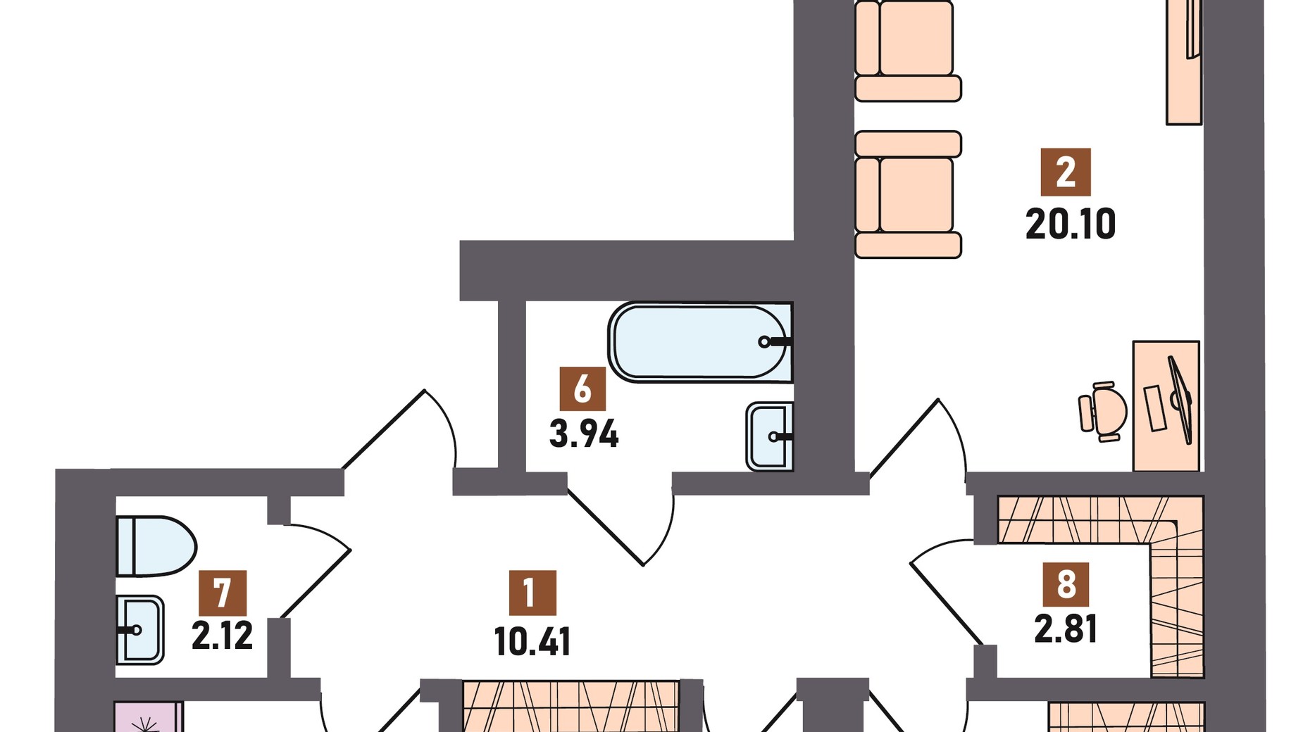 Планировка 1-комнатной квартиры в ЖК Первый квартал 76.18 м², фото 815738