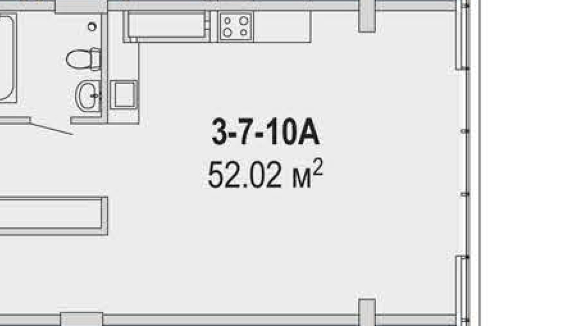 Планировка 2-комнатной квартиры в Апарт-комплекс Port City 52.02 м², фото 816549