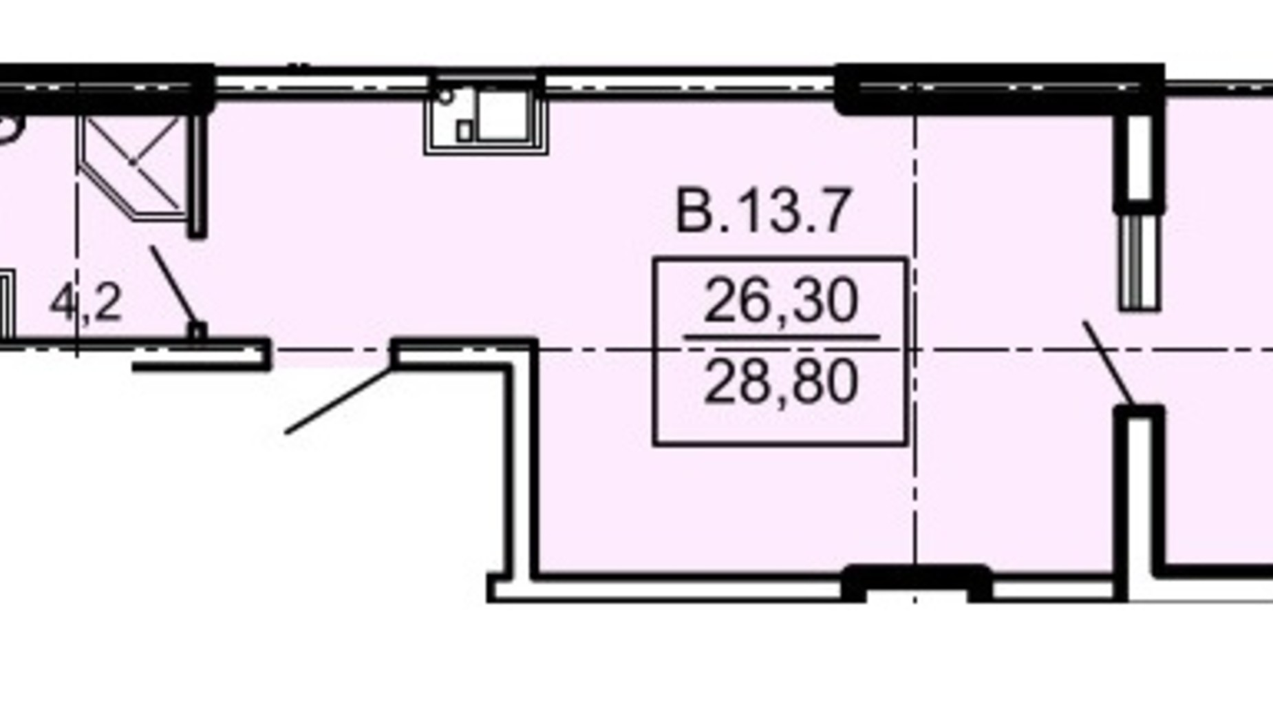 Планировка квартиры студии в ЖК Акрополь 28.8 м², фото 817143