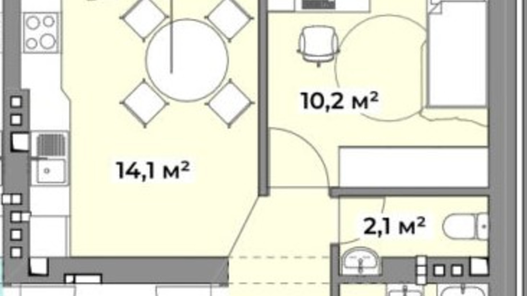 Планування таунхауса в Таунхаус Вілла Швейцарія 53.6 м², фото 817675