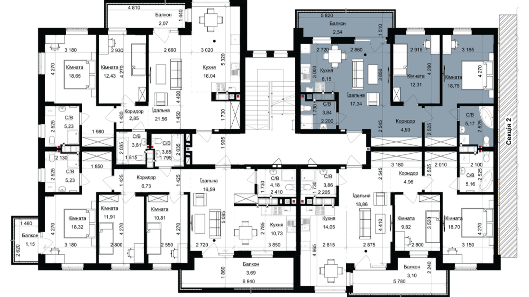 Планування 2-кімнатної квартири в ЖК Avalon Magnolia 73 м², фото 818939