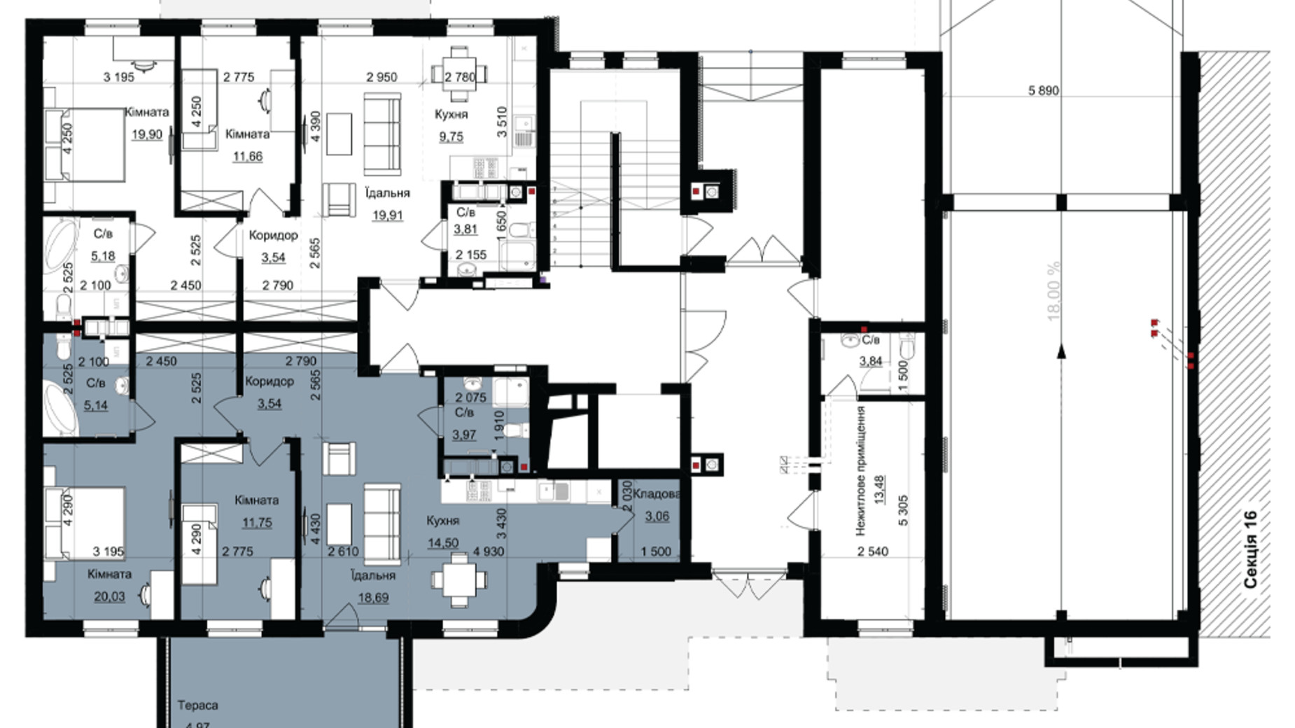 Планировка 2-комнатной квартиры в ЖК Avalon Magnolia 86 м², фото 819082