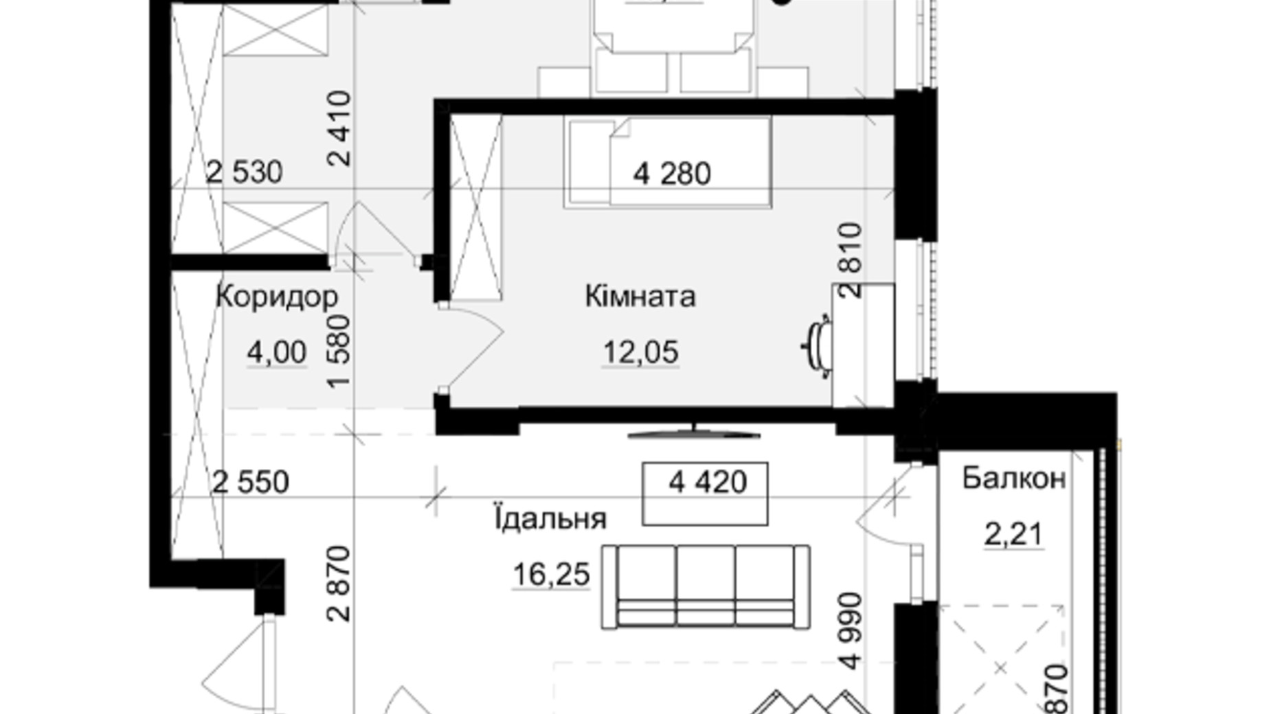 Планировка 2-комнатной квартиры в ЖК Avalon Magnolia 72 м², фото 819128