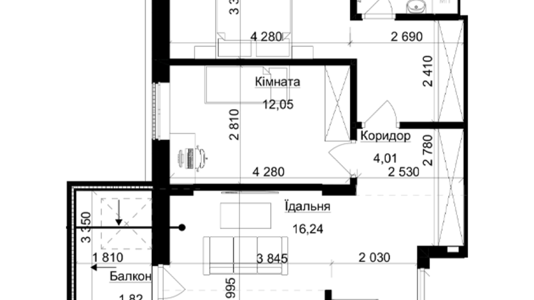 Планування 2-кімнатної квартири в ЖК Avalon Magnolia 73 м², фото 819148