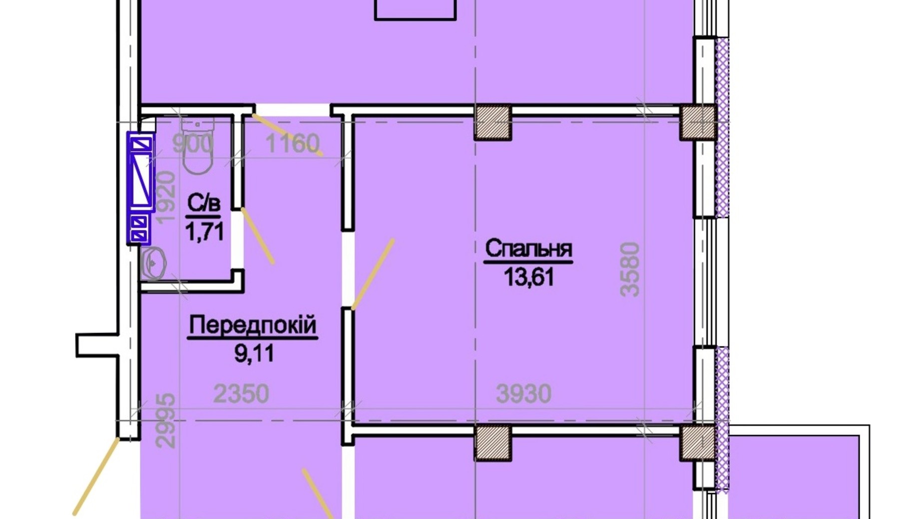 Планировка 2-комнатной квартиры в ЖК Центральный 68.6 м², фото 819197