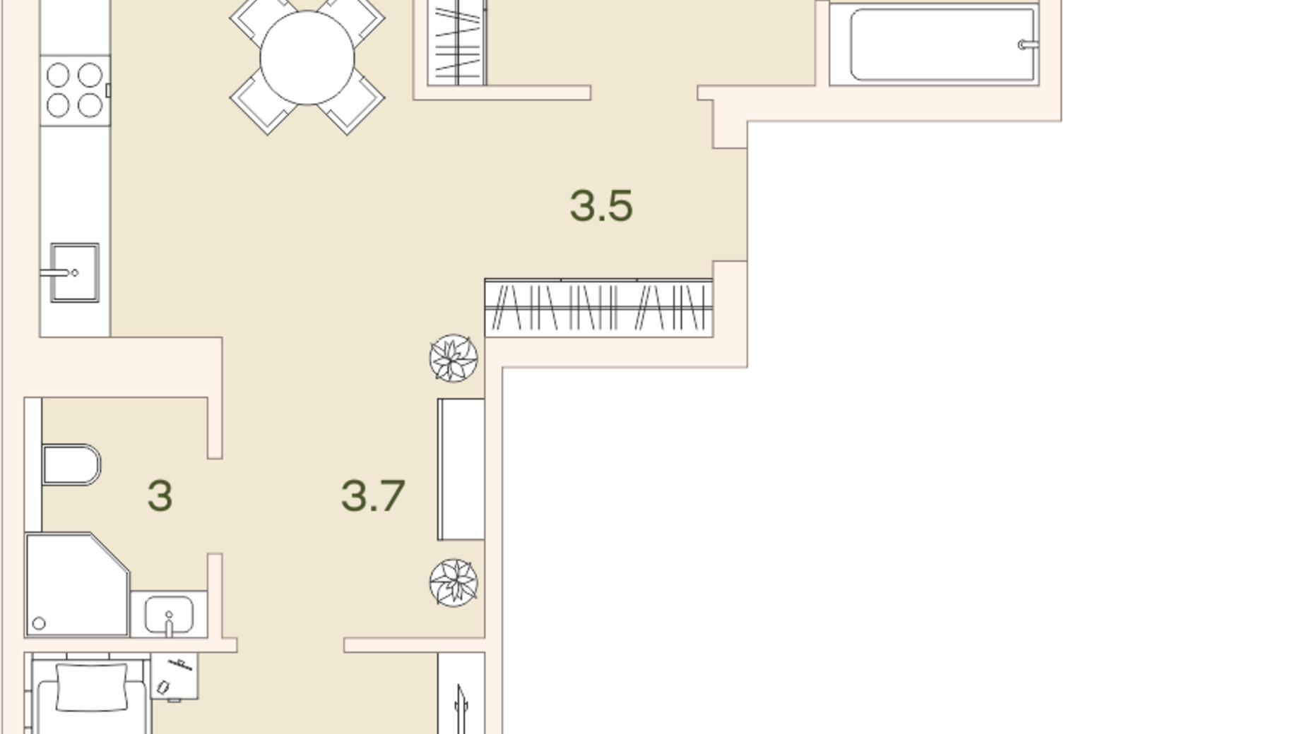 Планировка 1-комнатной квартиры в ЖК Ренессанс 44.9 м², фото 819749