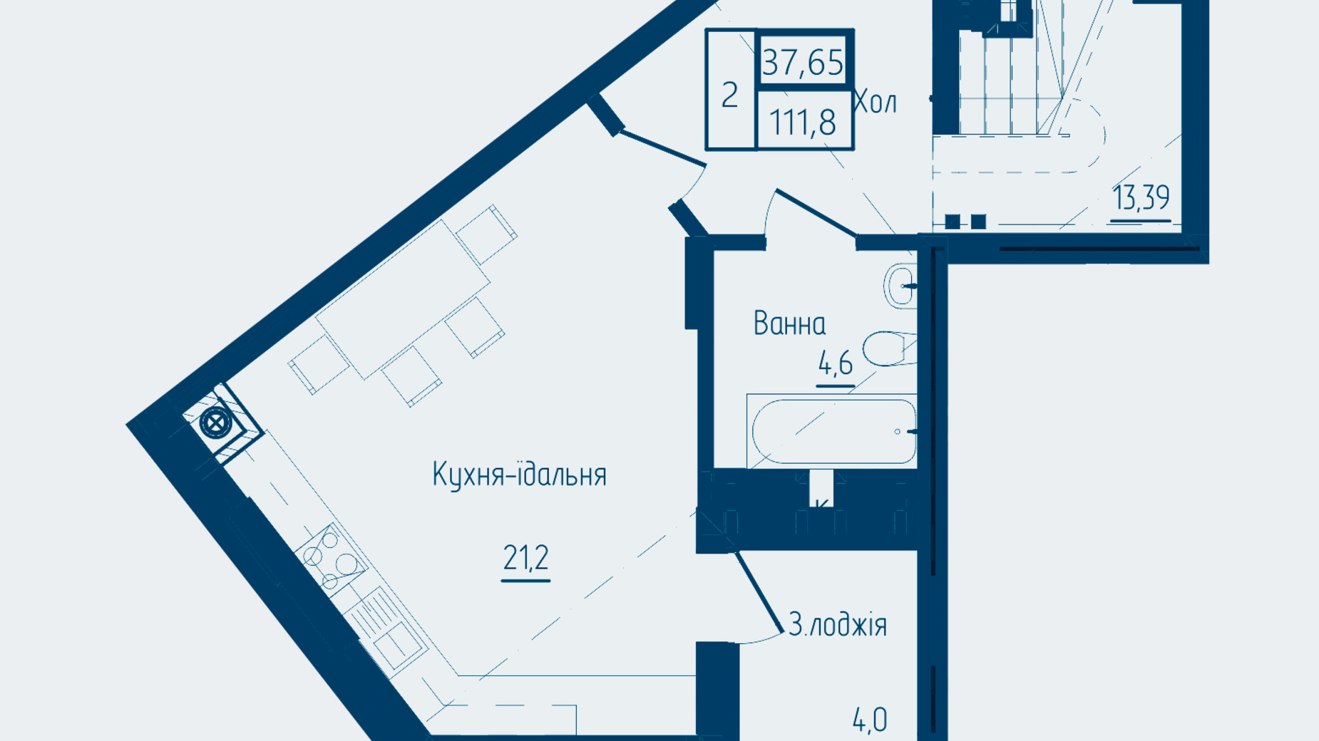 Планування 2-кімнатної квартири в ЖК Престижний 2 111.8 м², фото 819860