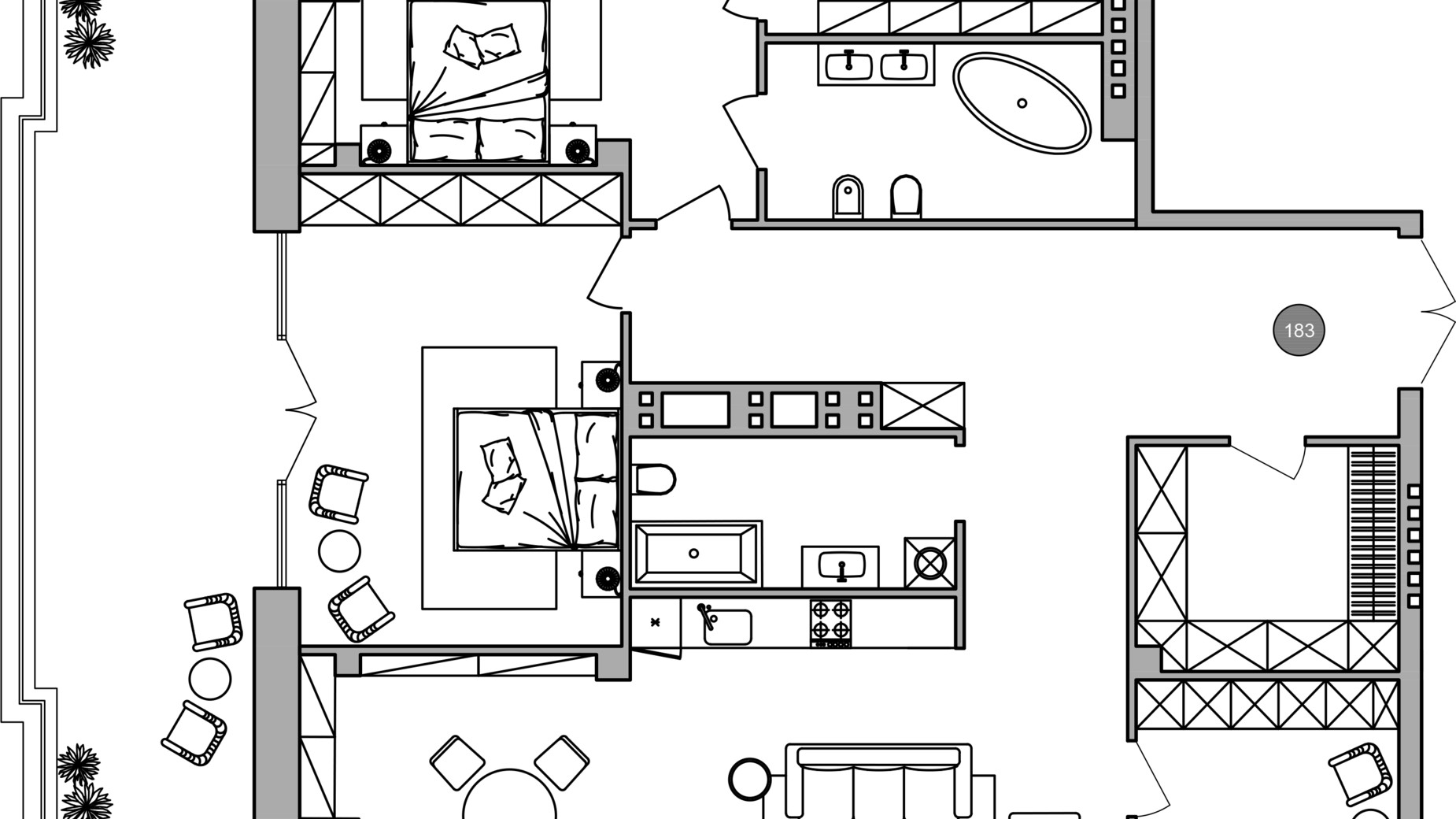 Планування 3-кімнатної квартири в КБ LOFT EGOIST 184.9 м², фото 820258