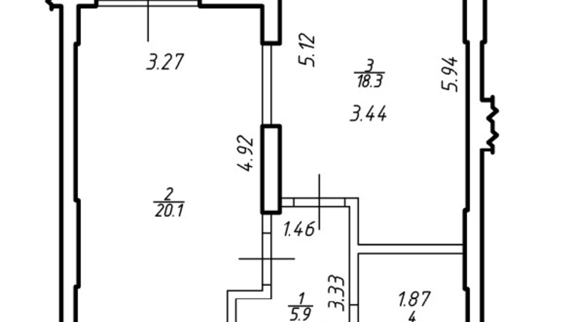 Планировка 1-комнатной квартиры в ЖК Comfort Hill 54.2 м², фото 821023