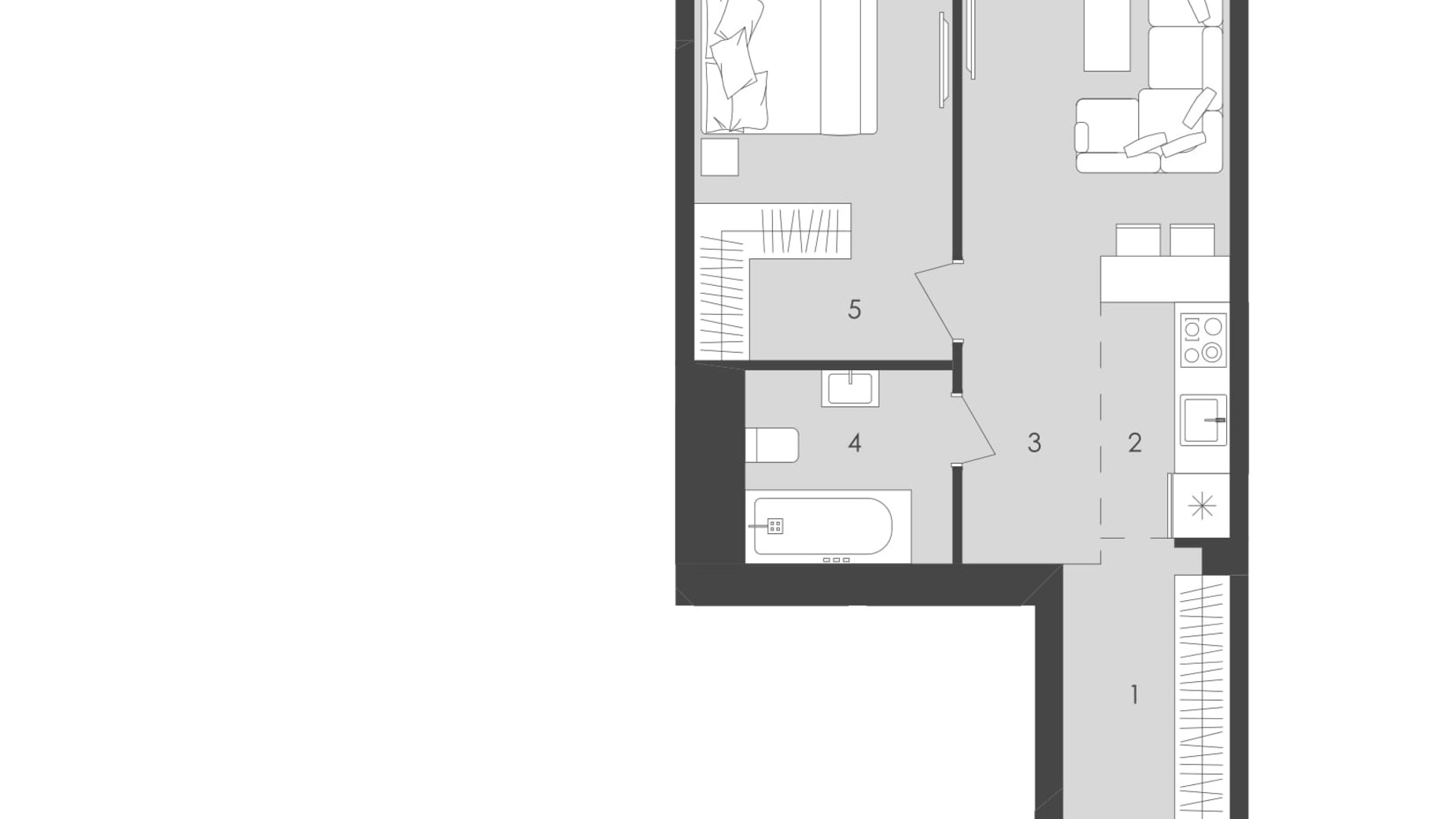 Планування апартаментів в Комплекс Апартаментів Aura Apart 46.95 м², фото 82176