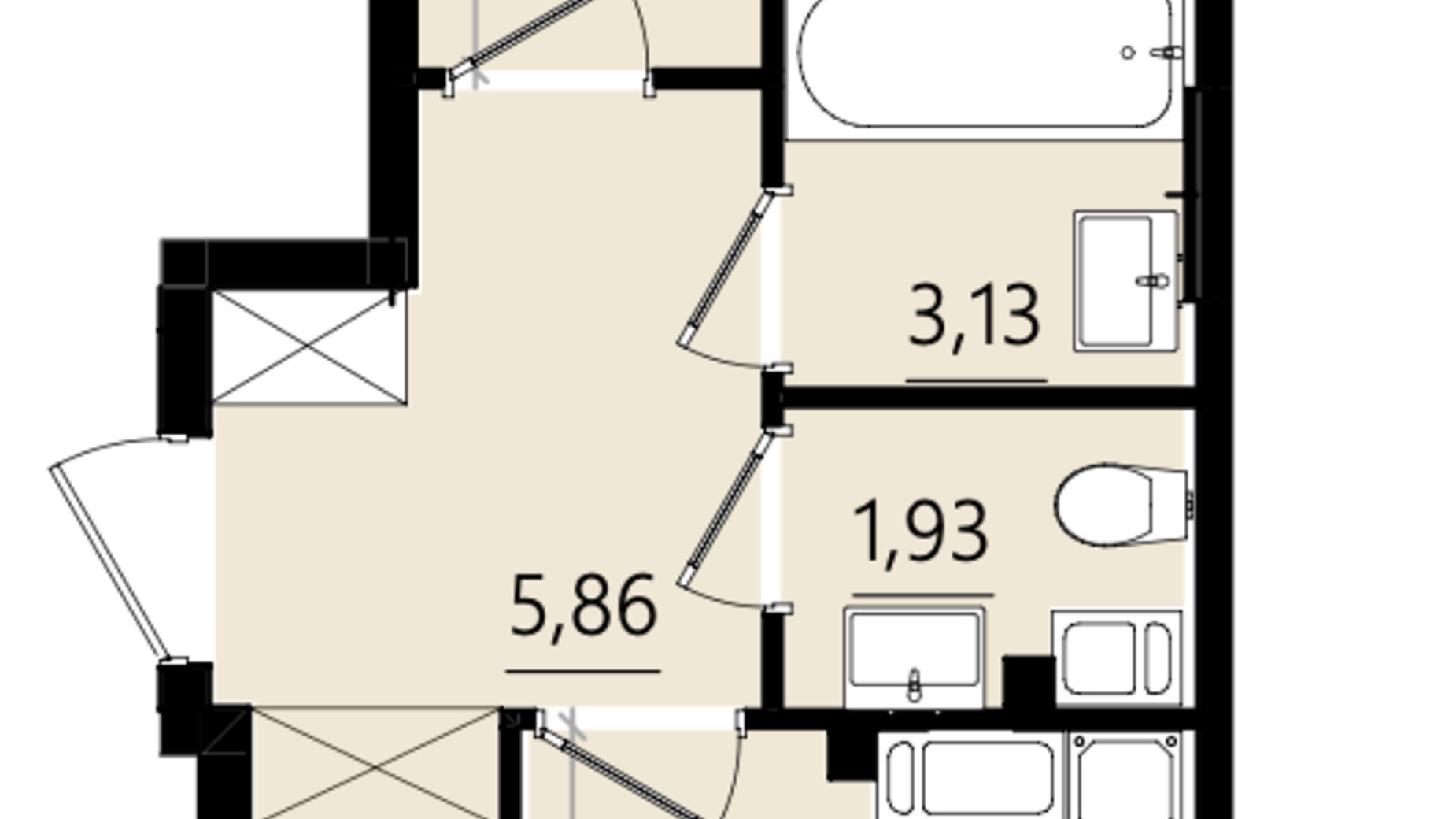 Планировка 1-комнатной квартиры в ЖК Парус Solo 40.02 м², фото 823758