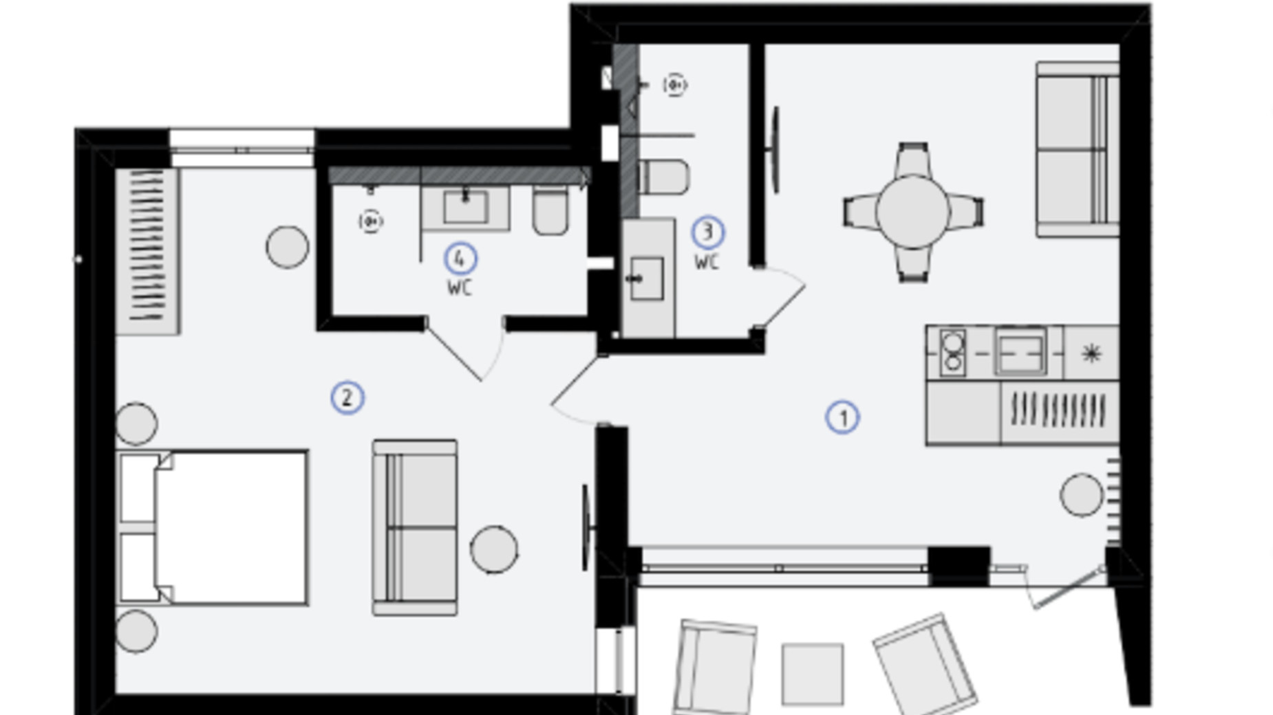 Планування апартаментів в КМ Skogur 61.25 м², фото 823889