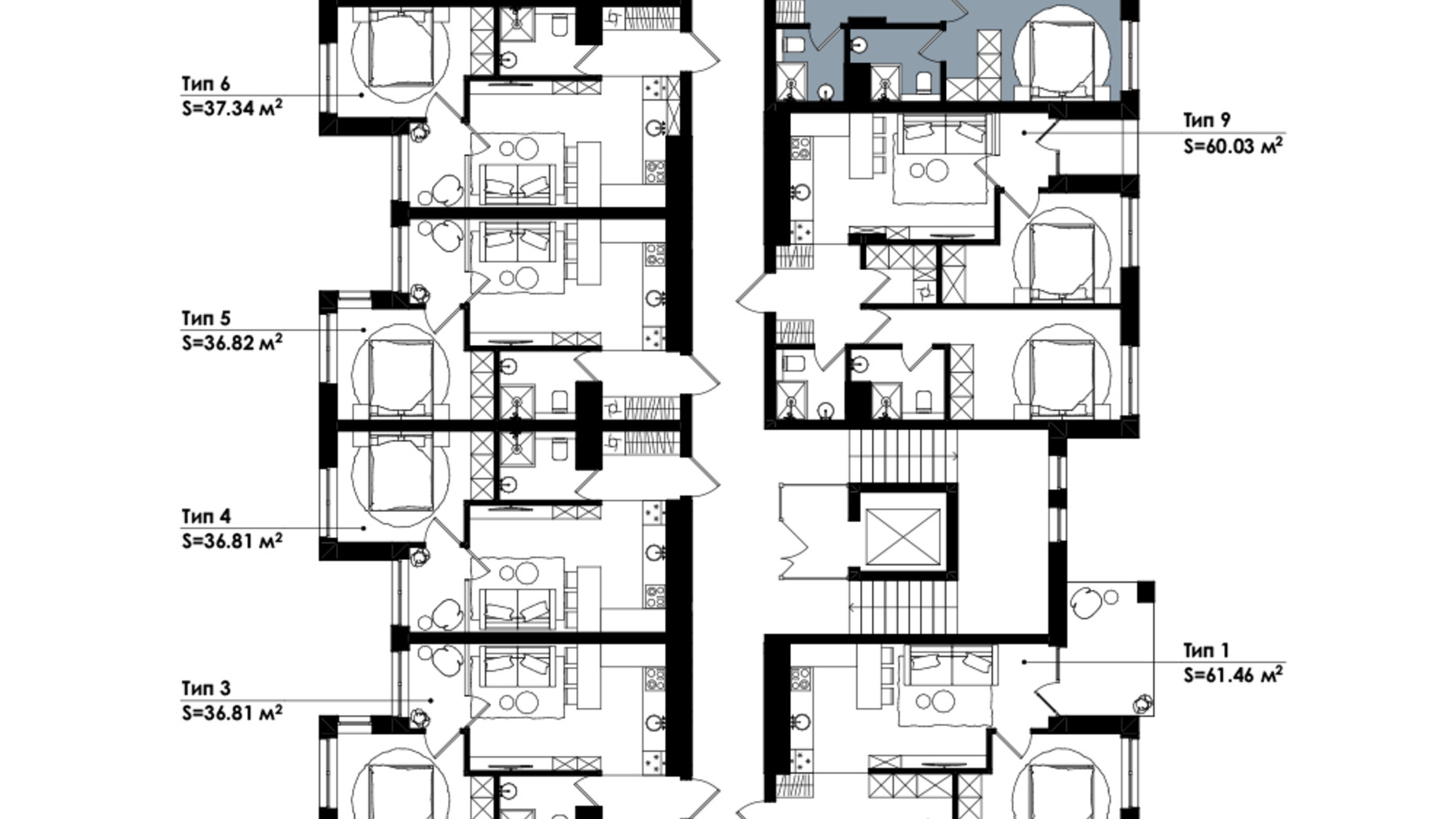 Планування 2-кімнатної квартири в ЖК Avalon Terra 63 м², фото 824566