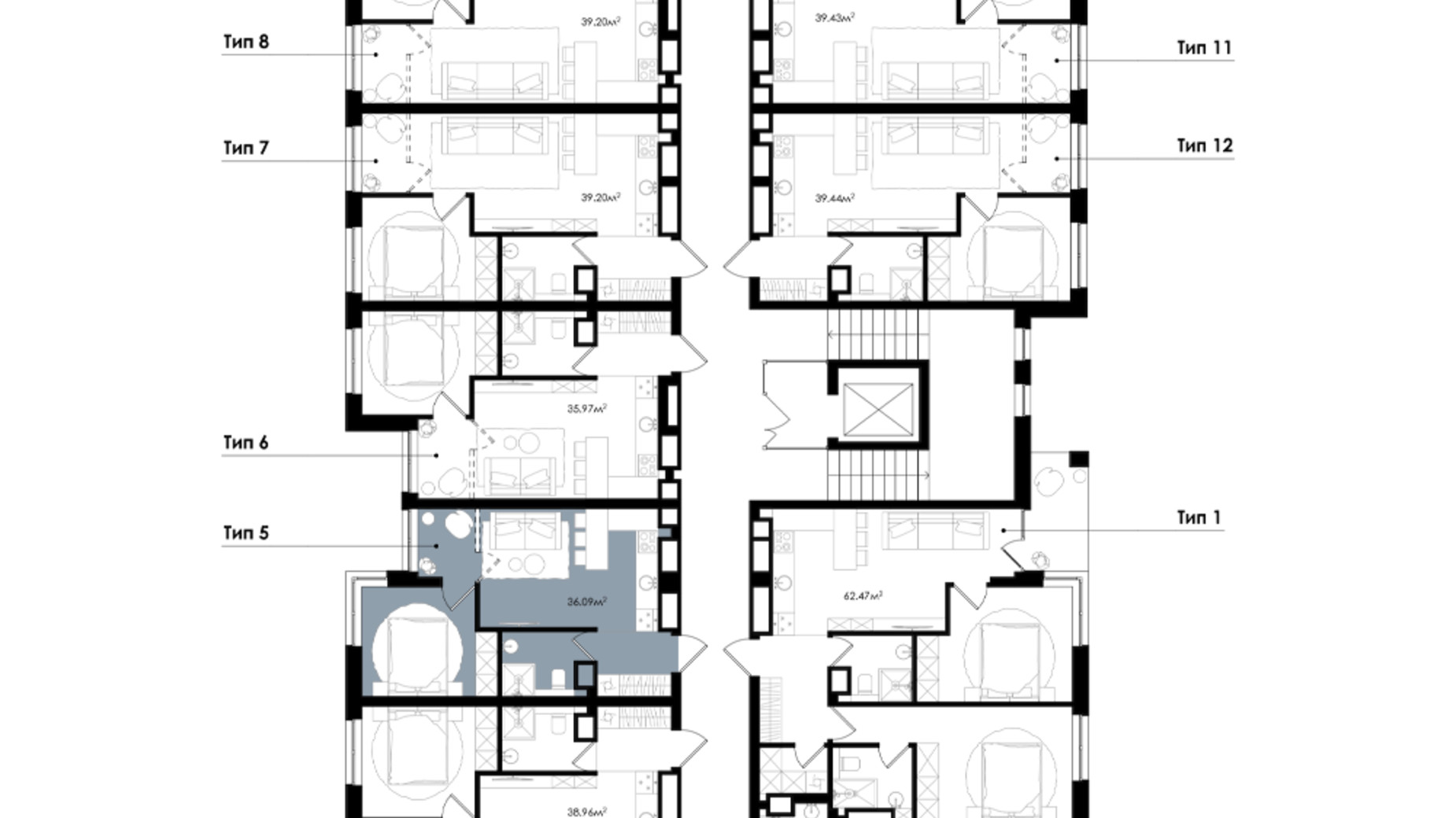 Планування 1-кімнатної квартири в ЖК Avalon Terra 36 м², фото 824972