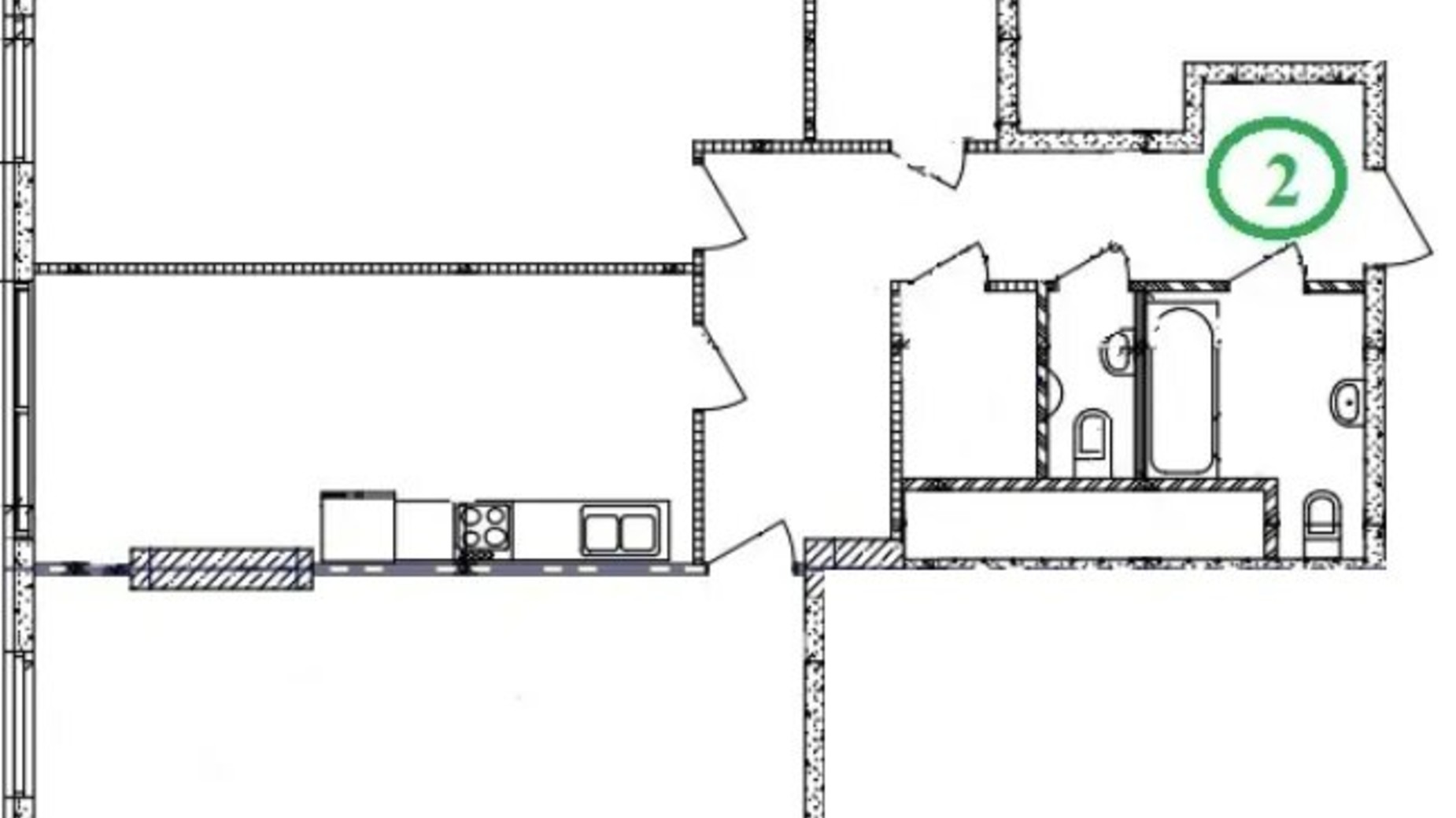 Планировка 2-комнатной квартиры в ЖК Ulduz 96.9 м², фото 825450