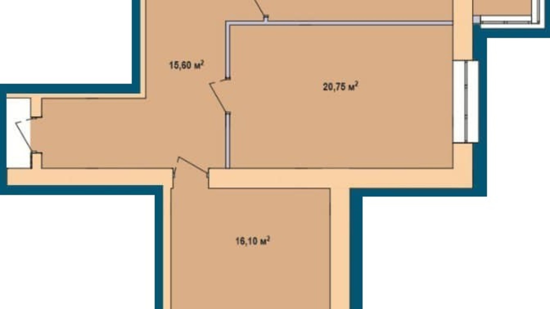 Планування 2-кімнатної квартири в ЖК Калина 83.28 м², фото 826037