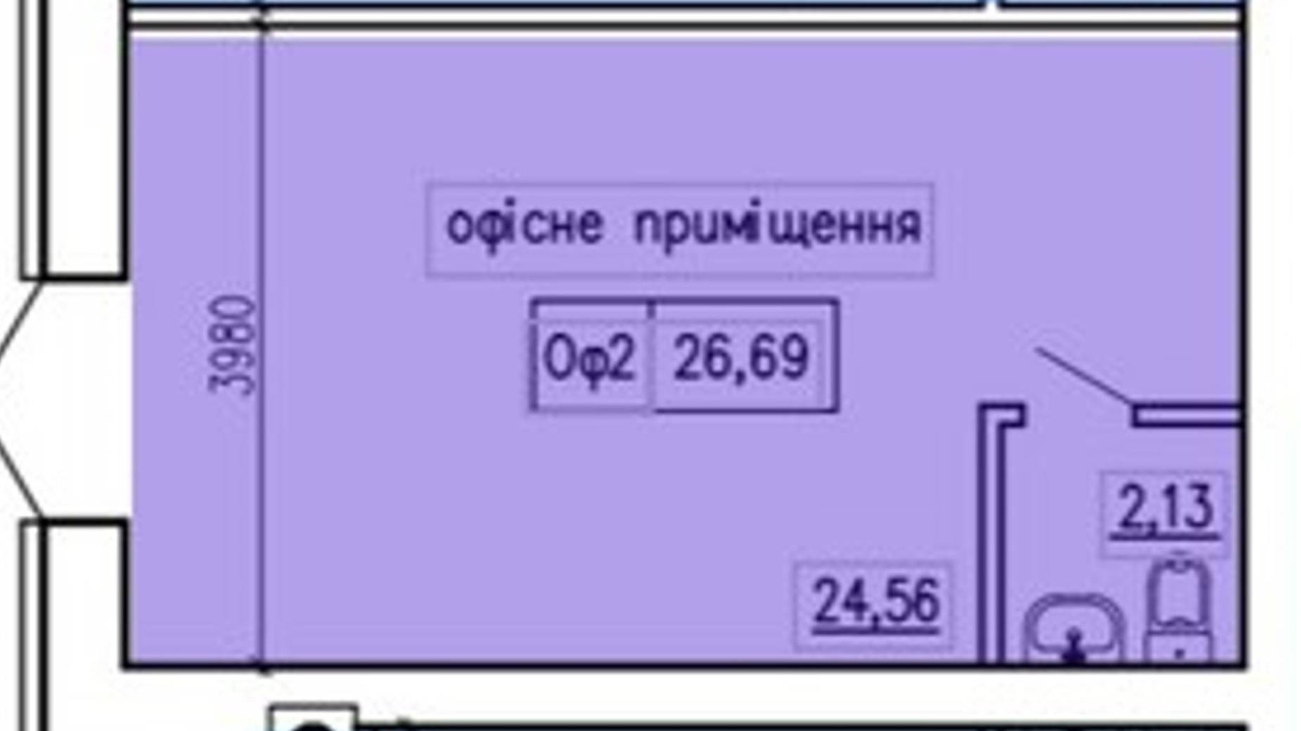 Планування торгової площі в ЖК Київський 26.69 м², фото 833293