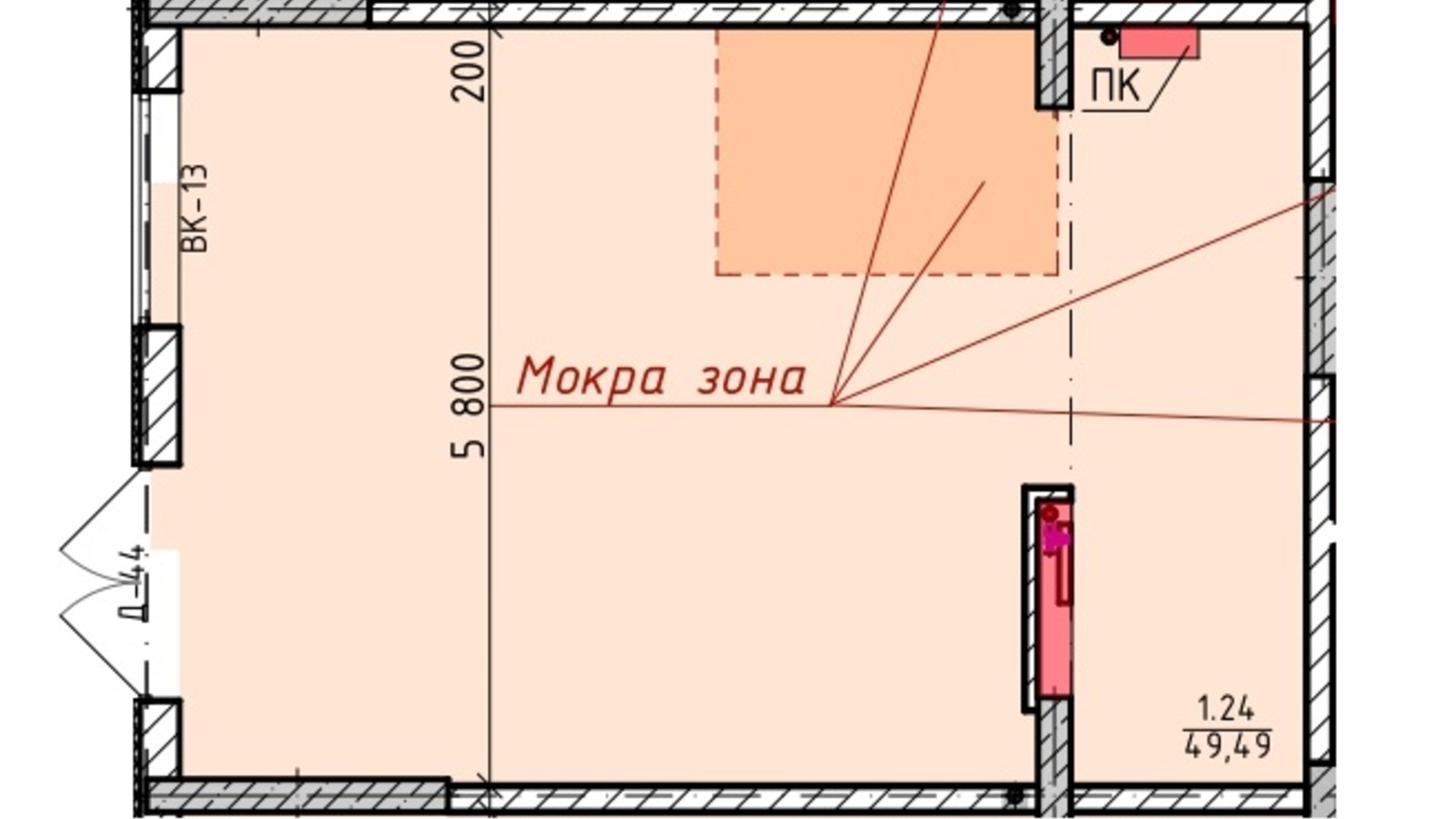 Планировка торгового помещения в ЖК Акварель 8 48.3 м², фото 834206