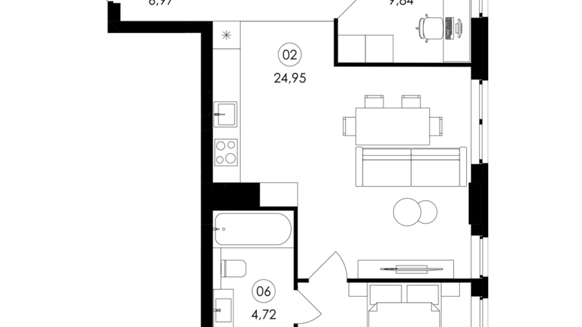 Планування 2-кімнатної квартири в ЖК Avalon Holiday 64 м², фото 835164