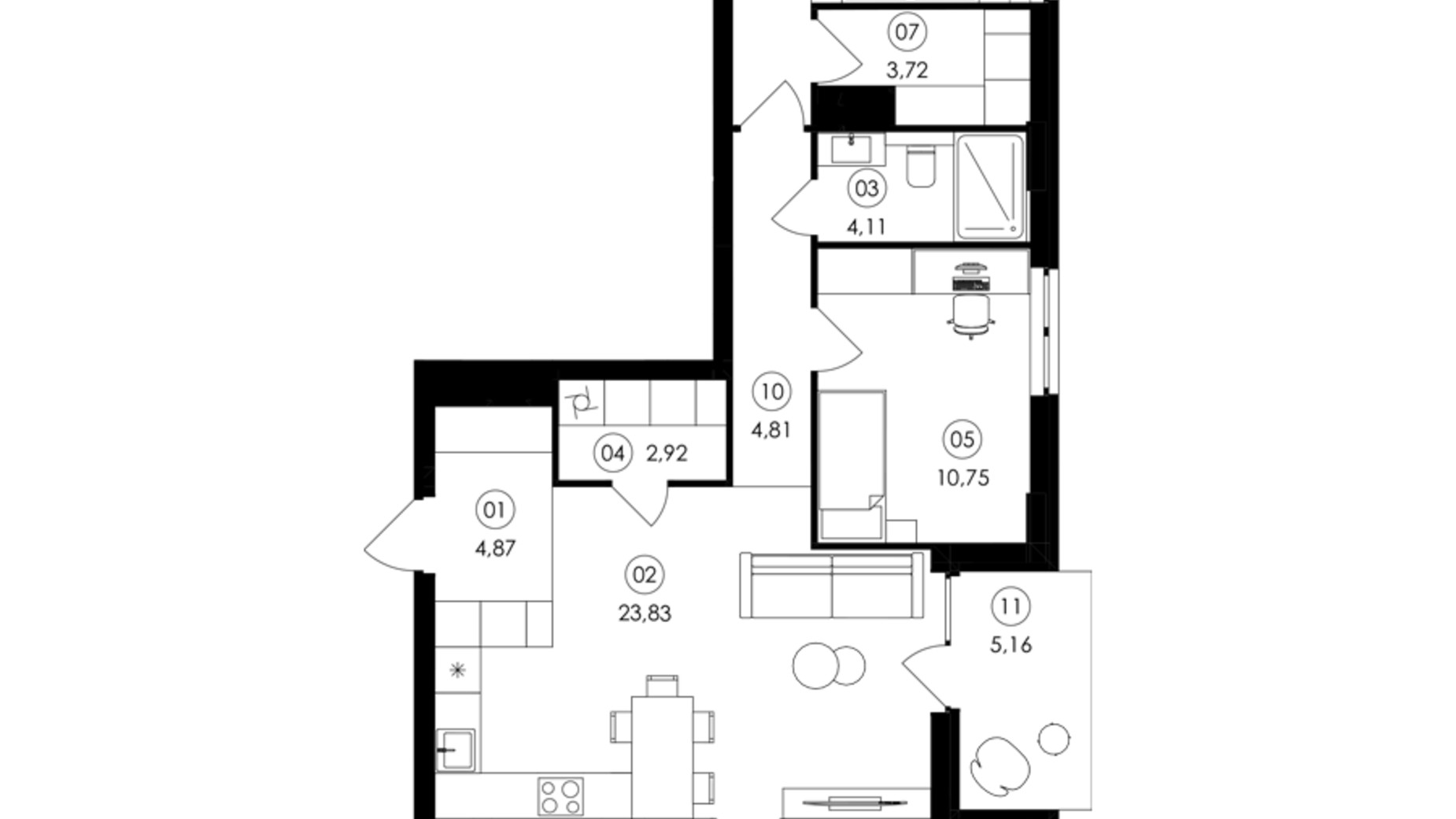 Планировка 3-комнатной квартиры в ЖК Avalon Holiday 91 м², фото 835280