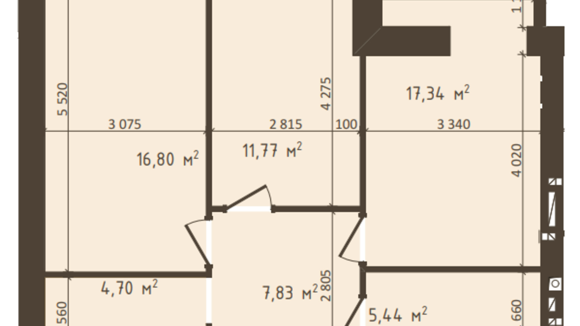 Планування 2-кімнатної квартири в ЖК Одеська Чайка 63.88 м², фото 836489