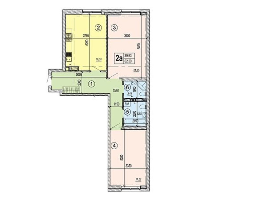 Планировка 2-комнатной квартиры в ЖК Podol Plaza & Residence 82.3 м², фото 84426 Планировка 2-комнатной квартиры в ЖК Podol Plaza & Residence 82.3 м², фото 84426