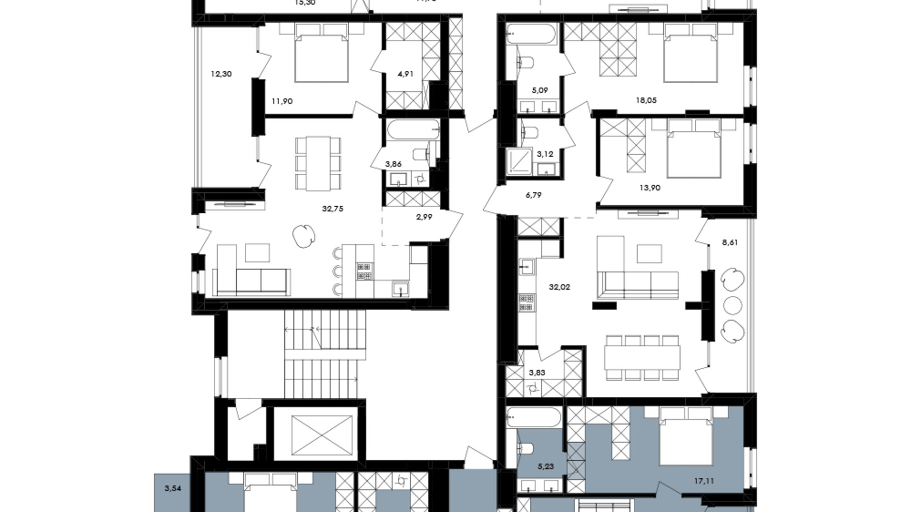 Планировка 3-комнатной квартиры в ЖК Avalon Yard 132 м², фото 851905
