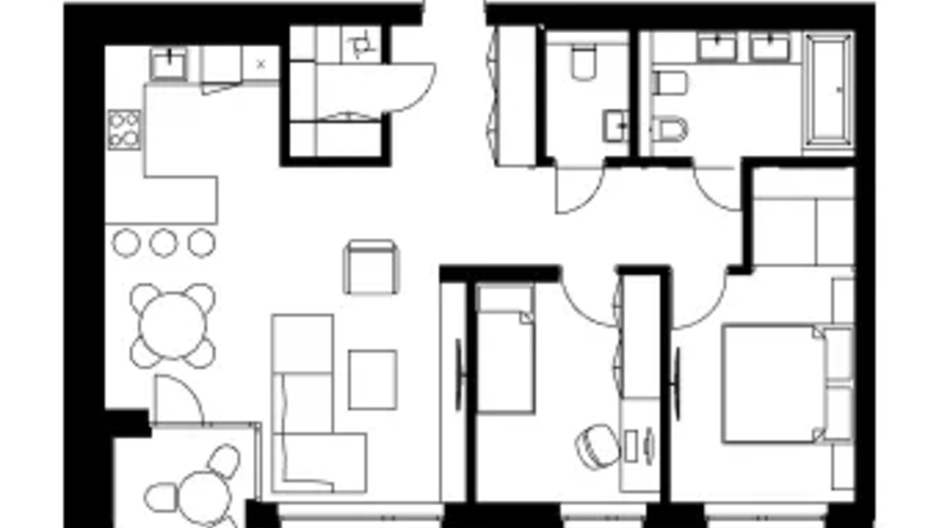 Планировка 2-комнатной квартиры в ЖК Central Park 76.16 м², фото 855431