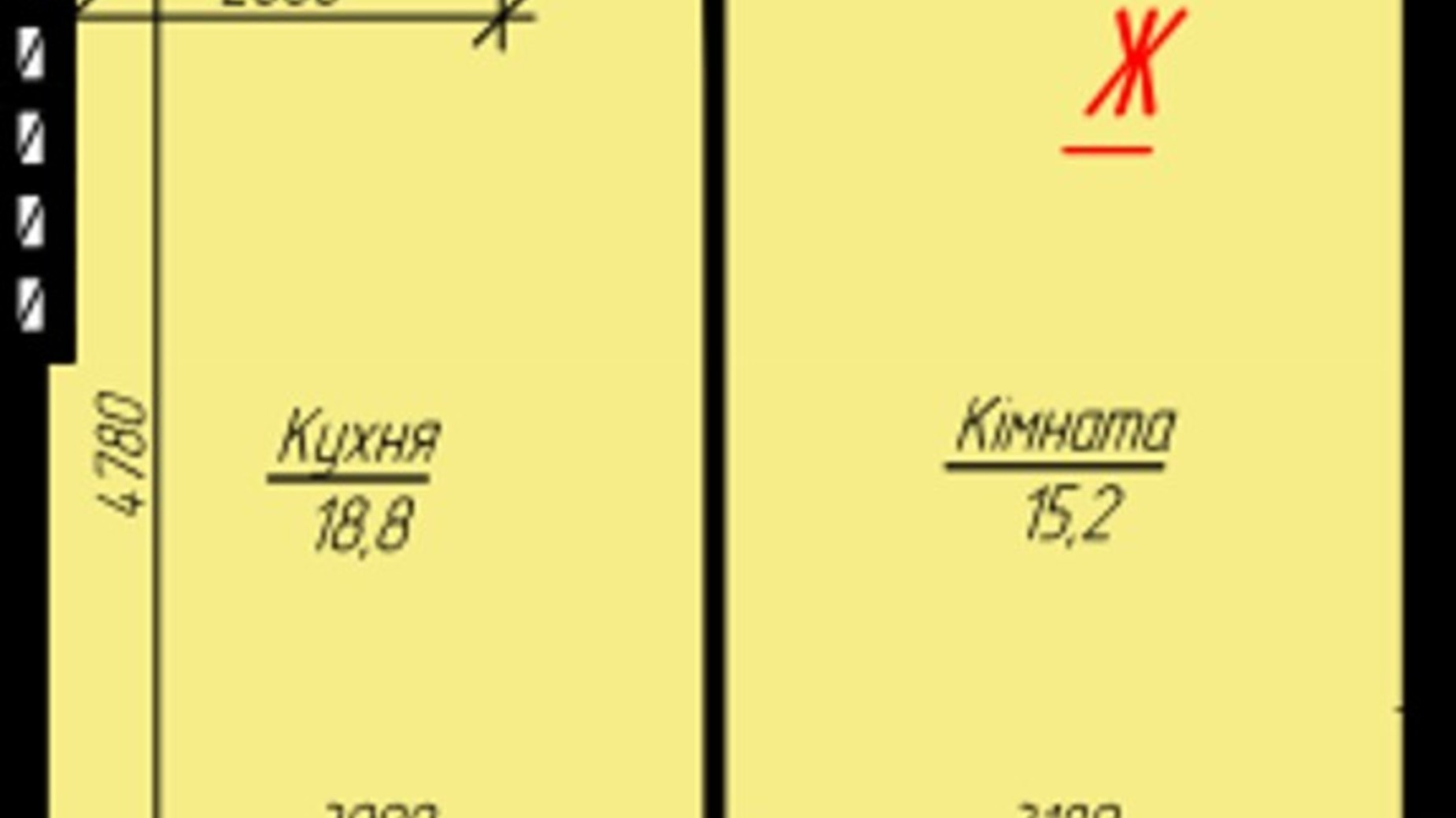 Планировка 1-комнатной квартиры в ЖК Глибока Долина 45.8 м², фото 858122