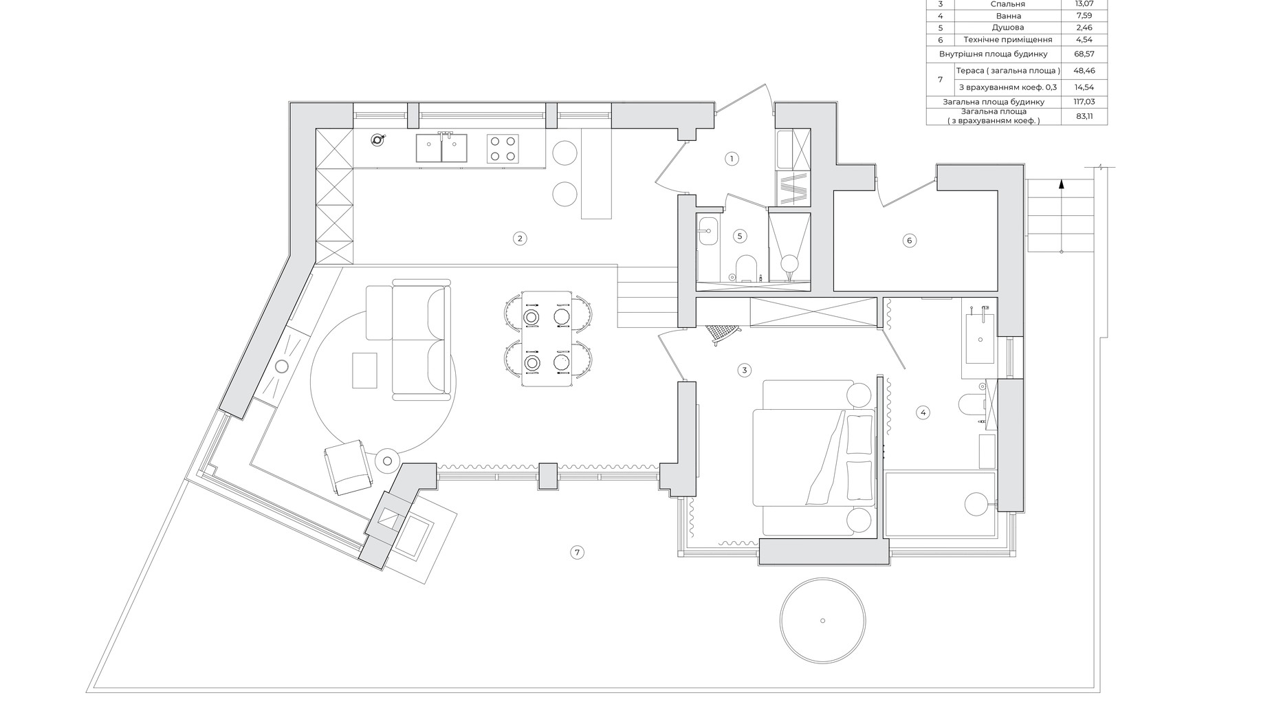 Планування котеджу в КМ Veres Hill 83.11 м², фото 858746