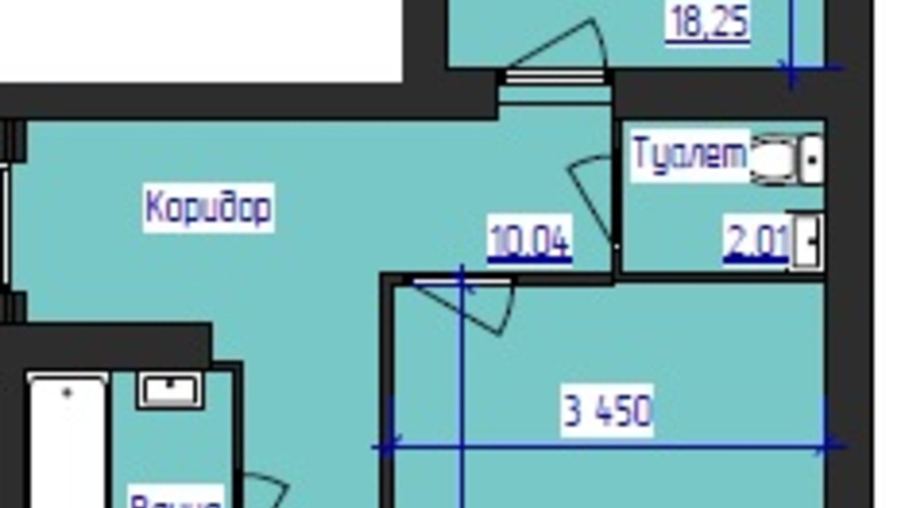 Планировка 2-комнатной квартиры в ЖК Олимпийский 72.49 м², фото 88673