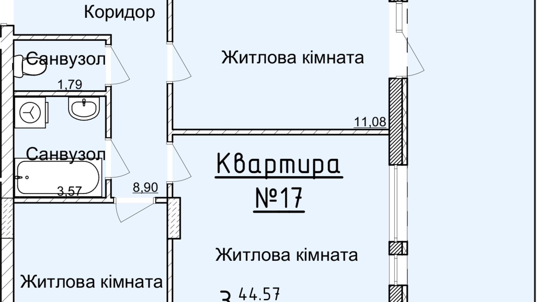 Планування 3-кімнатної квартири в ЖК Globus Elite 85 м², фото 89353