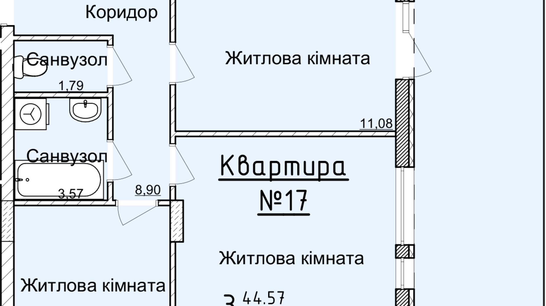 Планування 3-кімнатної квартири в ЖК Globus Elite 85 м², фото 89353