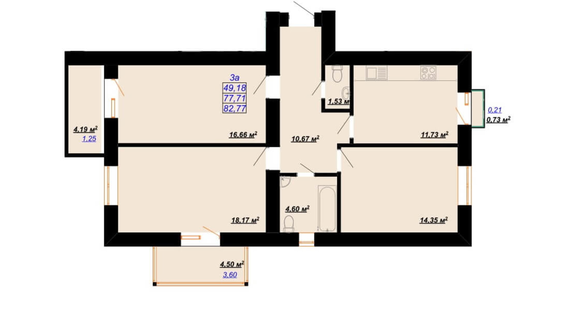 Планування 5-кімнатної квартири в ЖК Цитадель-2 165.54 м², фото 90110