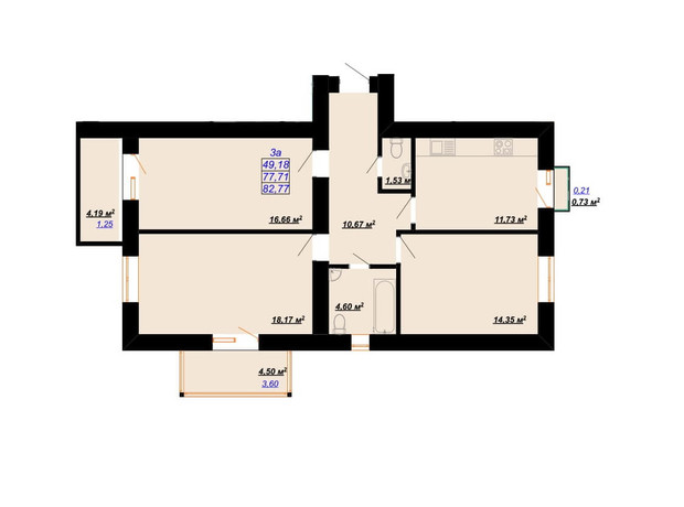 ЖК Цитадель-2: планування 5-кімнатної квартири 165.54 м²