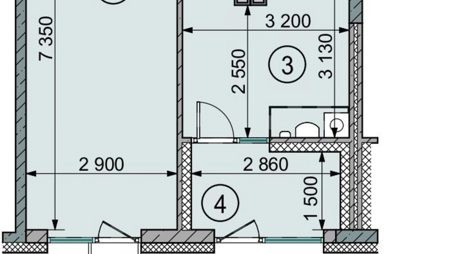 Планування 1-кімнатної квартири в ЖК Sense City 44.6 м², фото 911645