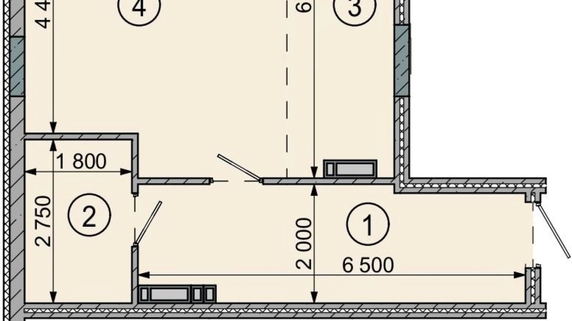 Планировка 1-комнатной квартиры в ЖК Sense City 54.7 м², фото 911651