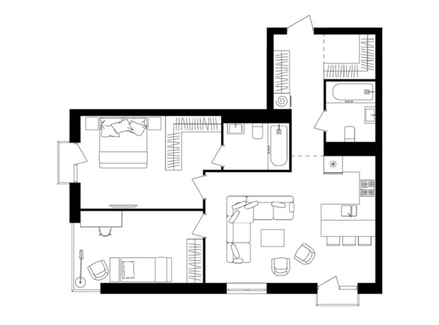ЖК Avalon Up: планування 2-кімнатної квартири 75.2 м²
