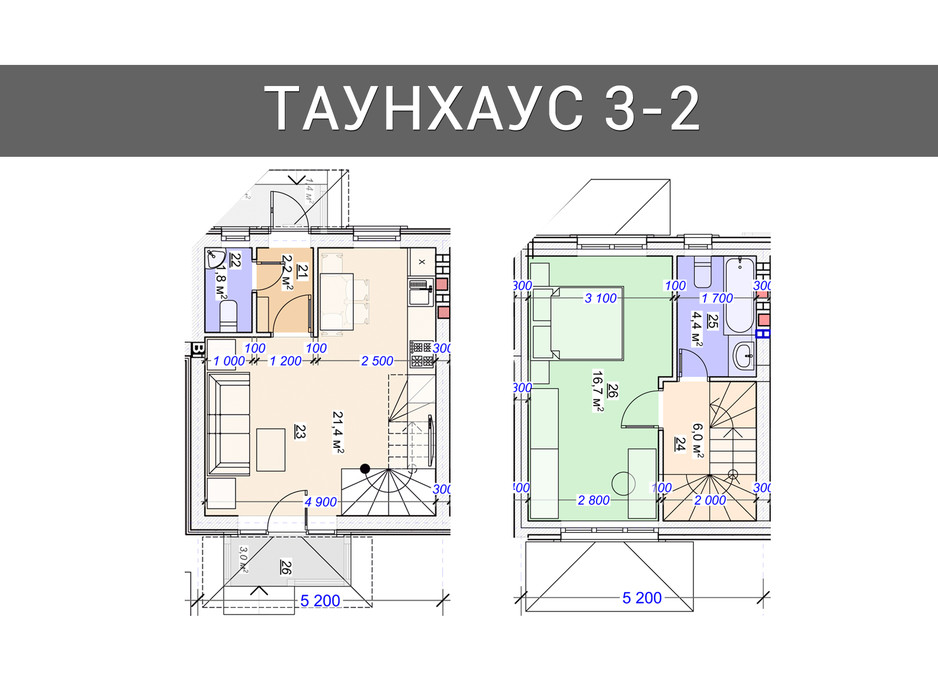 Планировка 3-комнатной квартиры в Таунхаус Плюс 94 м², фото 92494 Планировка 3-комнатной квартиры в Таунхаус Плюс 94 м², фото 92494