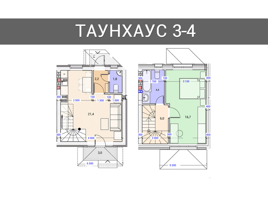 Планування 2-кімнатної квартири в Таунхаус Плюс 80 м², фото 92495 Планування 2-кімнатної квартири в Таунхаус Плюс 80 м², фото 92495