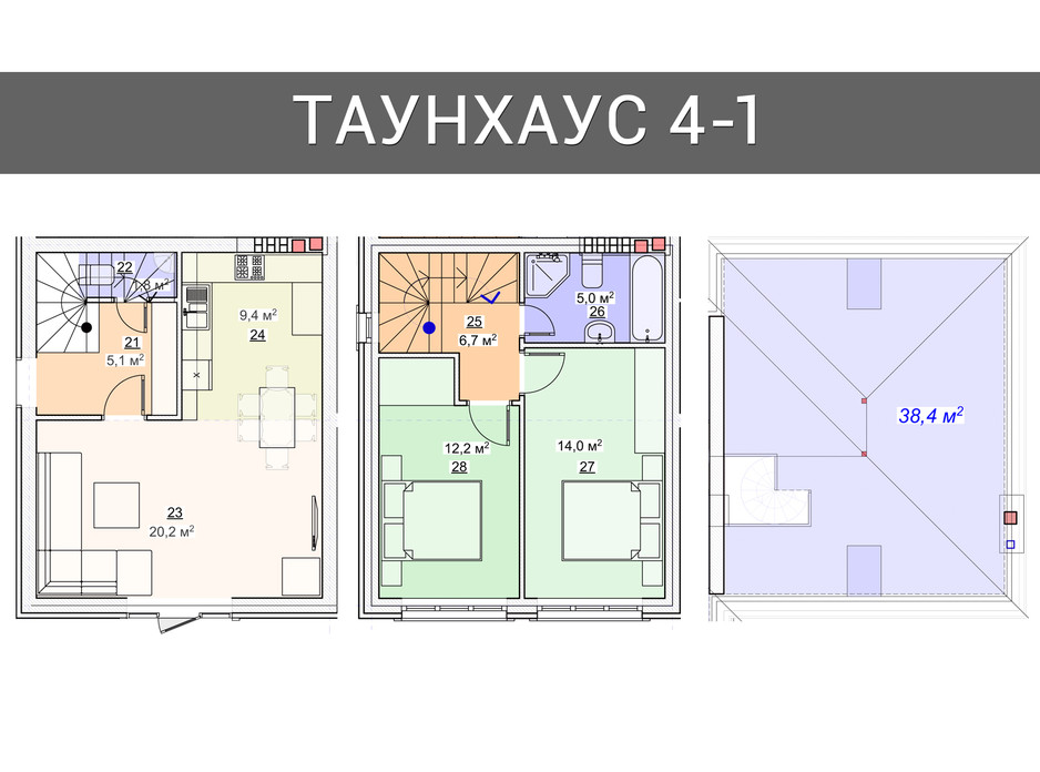 Планировка 3-комнатной квартиры в Таунхаус Плюс 100 м², фото 92496 Планировка 3-комнатной квартиры в Таунхаус Плюс 100 м², фото 92496