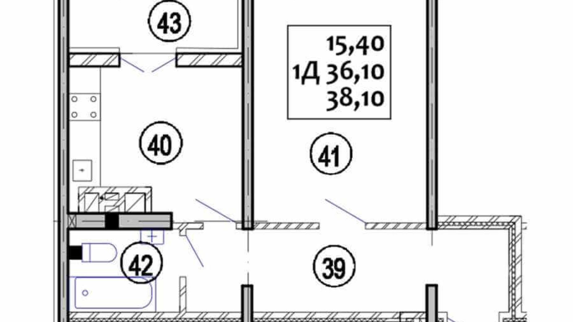 Планировка 1-комнатной квартиры в ЖК Варшавский 38.1 м², фото 92677