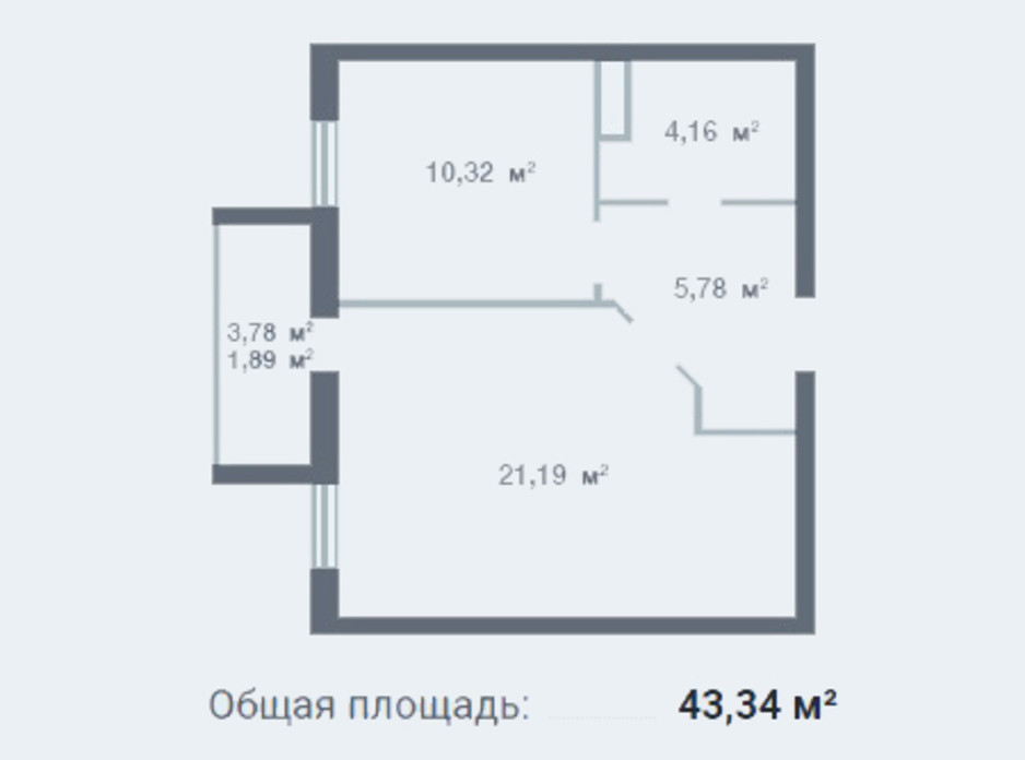 Планування 1-кімнатної квартири в ЖК Новосел 42.34 м², фото 95298 Планування 1-кімнатної квартири в ЖК Новосел 42.34 м², фото 95298