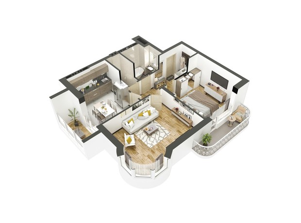 ЖК Садочок: планування 2-кімнатної квартири 64.4 м²