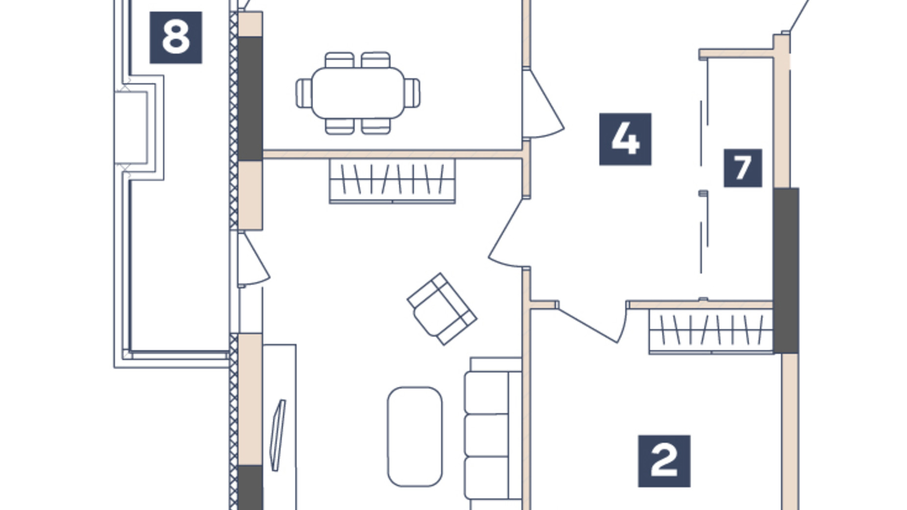 Планування 2-кімнатної квартири в ЖК Central 71.44 м², фото 98424