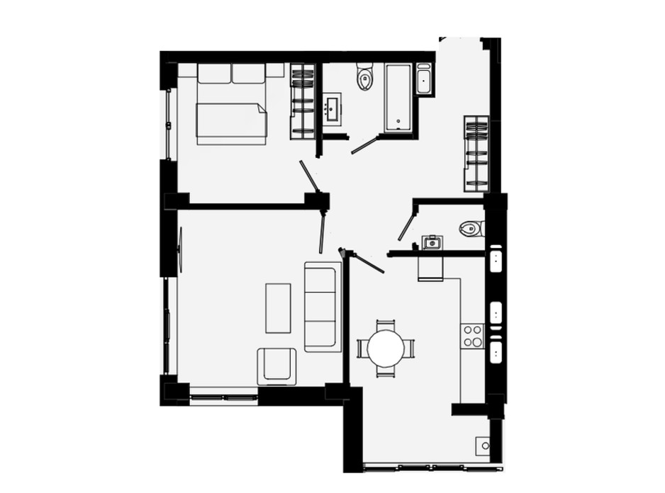 Планування 2-кімнатної квартири в ЖК Comfort Park 62 м², фото 99180 Планування 2-кімнатної квартири в ЖК Comfort Park 62 м², фото 99180