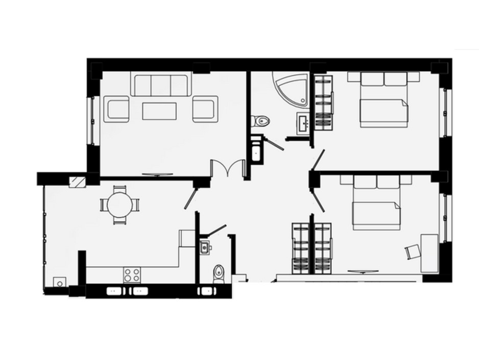 Планування 3-кімнатної квартири в ЖК Comfort Park 90 м², фото 99182 Планування 3-кімнатної квартири в ЖК Comfort Park 90 м², фото 99182